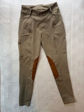 BEROY. Beige Equestrian Breeches with Brown Knee Patches
